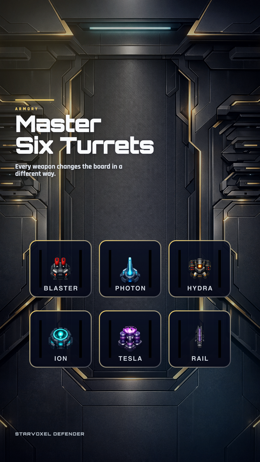 Armory with all six turrets